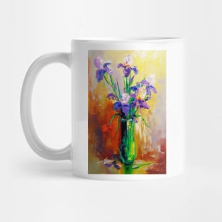 Bouquet of irises in a vase Mug